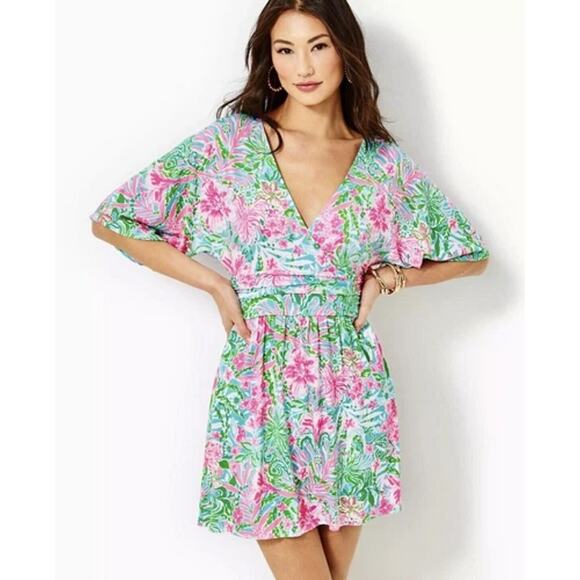 LILLY PULITZER Parigi Skort Romper In Amalfi Blue Leaf It Wild Size XS NWT